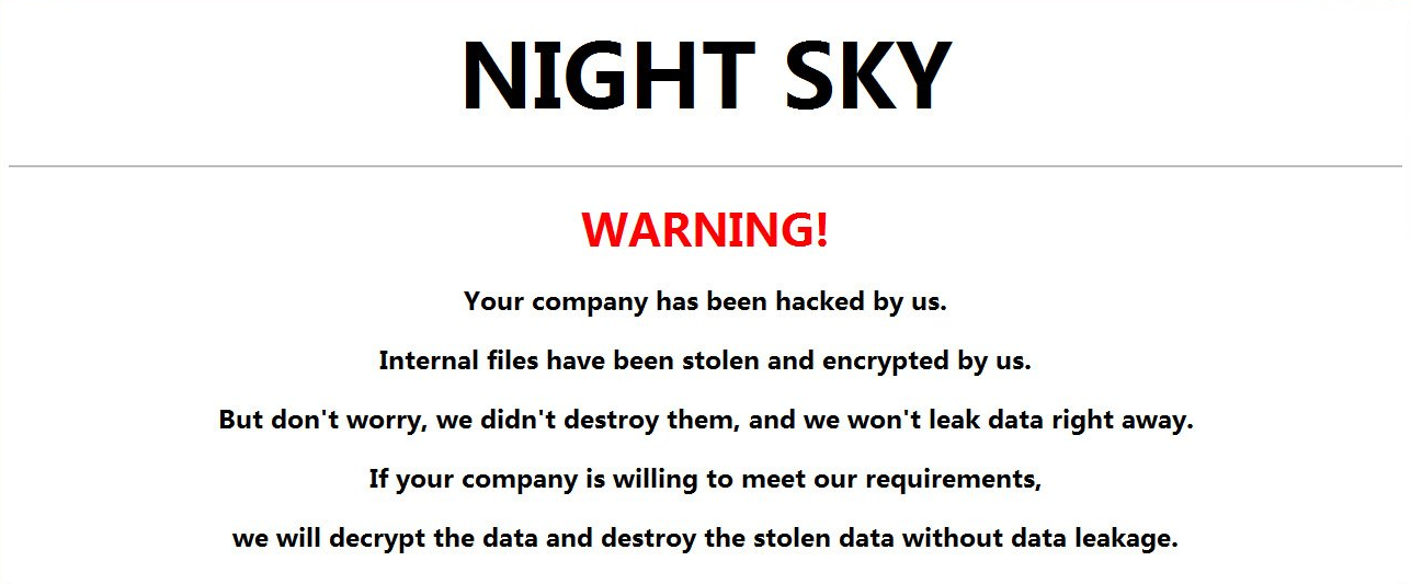 Night Sky ransom note