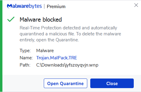block Trojan.MalPack.TRE