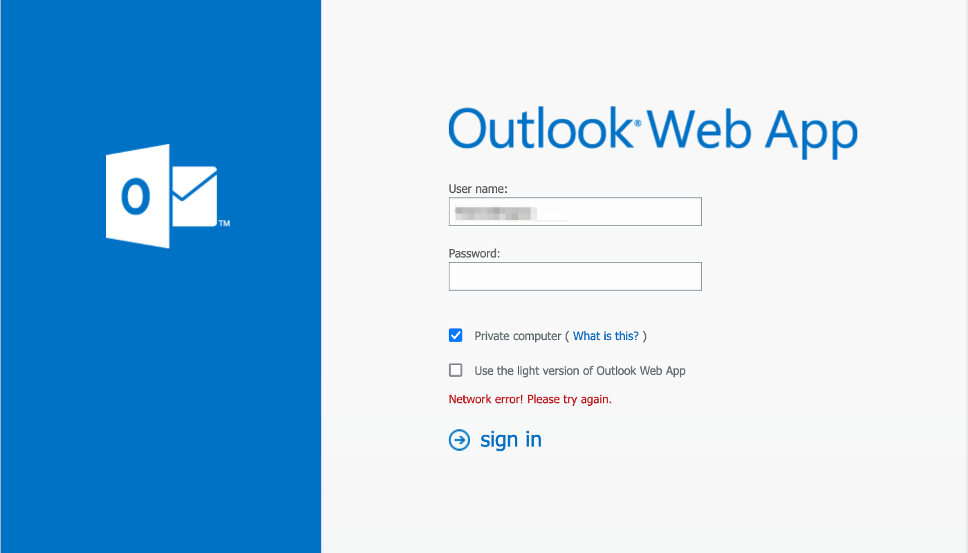 Outlook phishing site