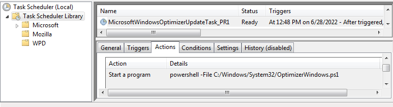 Scheduled Task with an Action pointing to the PowerShell script