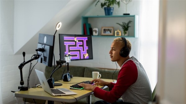 Someone playing a video game.