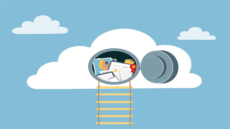 Door to cloud storage is open, personal data is leaked.Hacking private documents from online storage.Cyber crime in internet.Vector flat illustration.