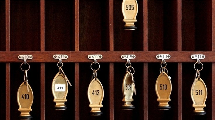 rack of hotel keys