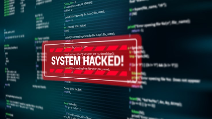 system hacked notification in red