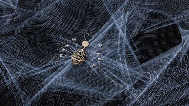 robot spider in web