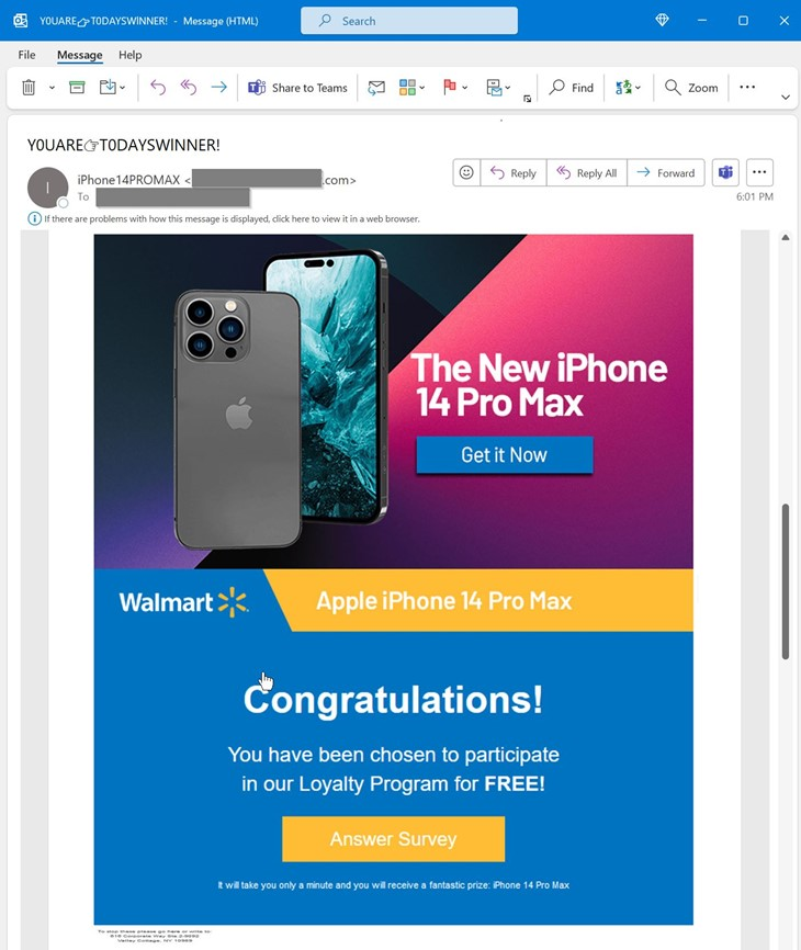example of sweepstakes email