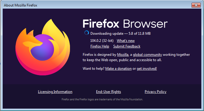 Firefox downloading update