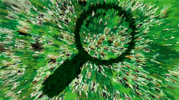 Magnifying glass made of pixels