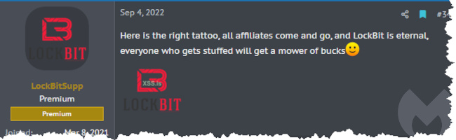 The LockBit tattoo offer