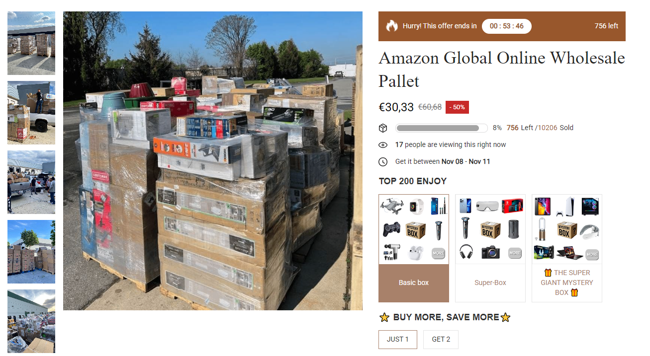 unclaimed Amazon parcels for sale