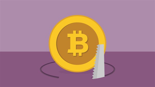 illustration of Bitcoin coin being stolen from under