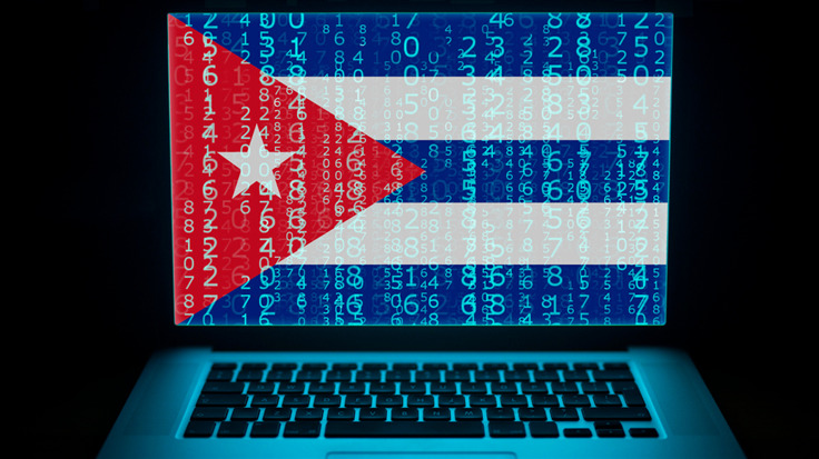 laptop with the Cuban flag on screen cyber