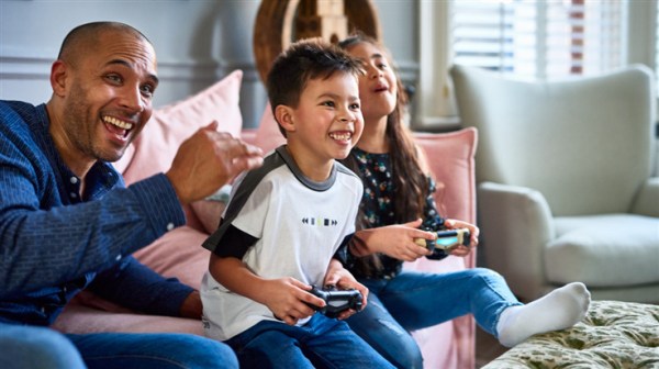 Children playing video games