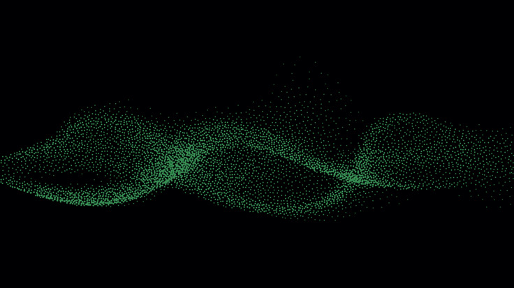 wave of digital flux in green with black background
