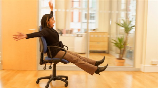 businesswoman playing in the office