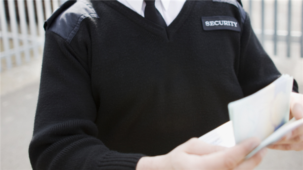 security officer checking ID