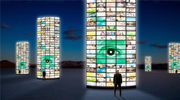 men in front of billboards