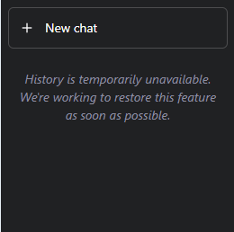message saying history is unavailable