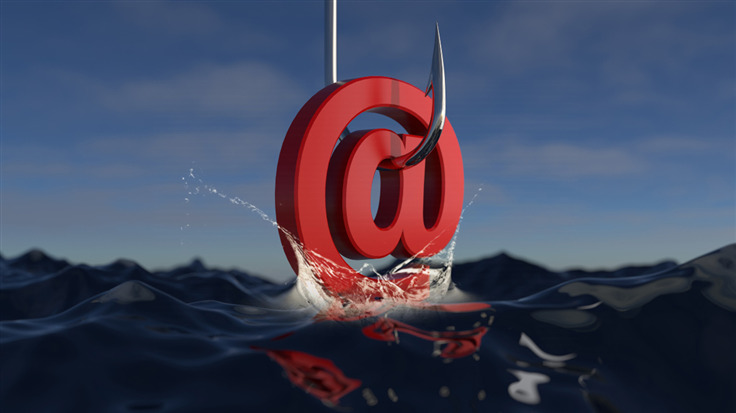 red email symbol fished out of water