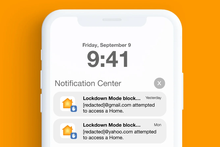 Lockdown Mode notification related to the PWNYOURHOME exploit