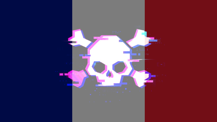 Skull and cross bones on a French flag