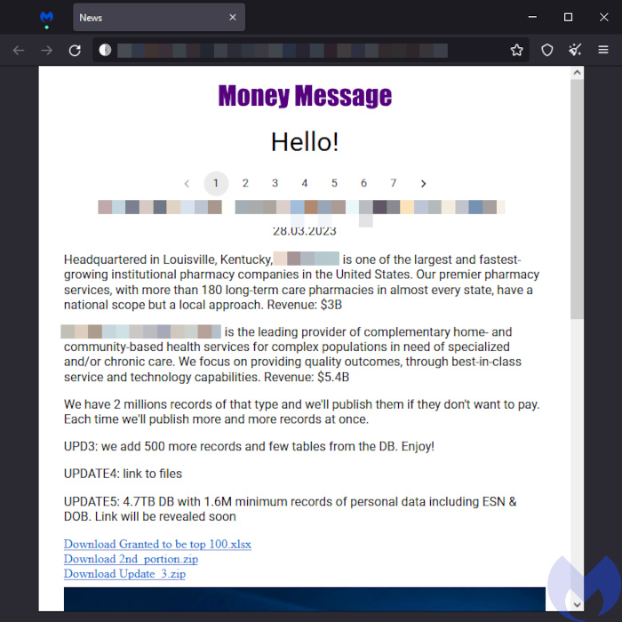 Money Message ransomware leak site
