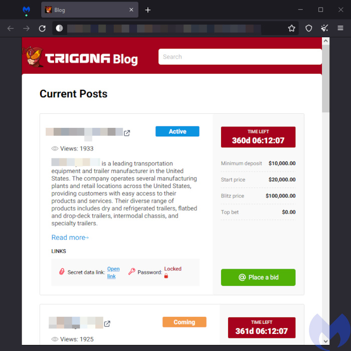 Trigona ransomware leak site