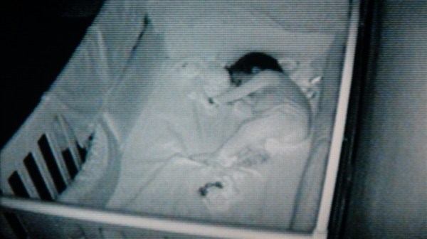 A baby viewed through a babycam