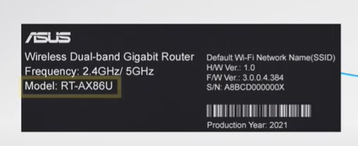screenshot of a sticker on an ASUS router