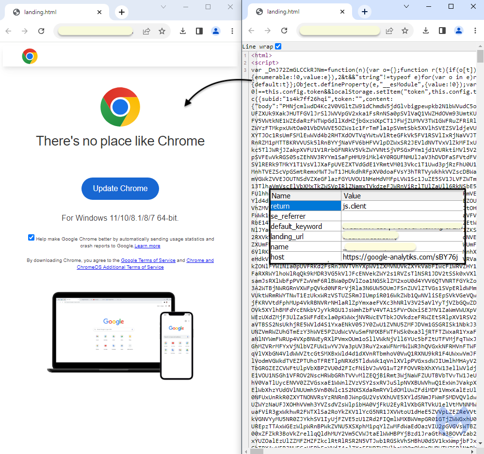Source code for Chrome template