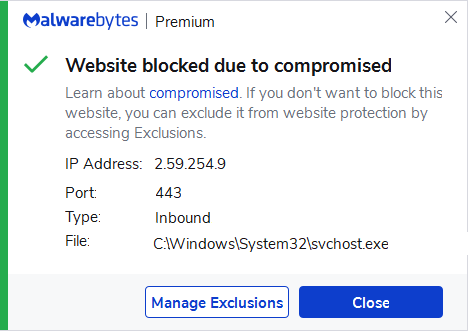 Malwarebytes blocks 2.59.254.9