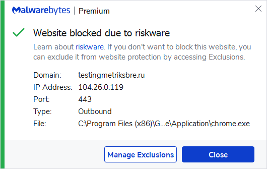 Malwarebytes blocks testingmetriksbre.ru