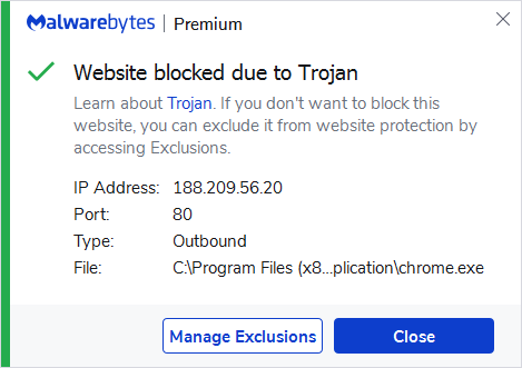 Malwarebytes blocks 188.209.56.20