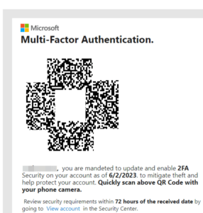 example of Microsoft themed mail with a QR code