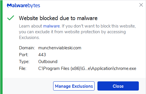 Malwarebytes blocks munchenviableski.com