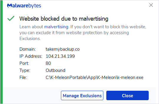 Malwarebytes blocks takemybackup.co