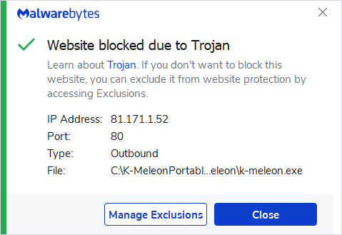 Malwarebytes blocks 81.171.1.52