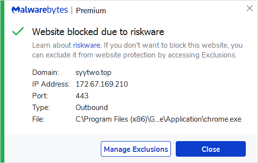 Malwarebytes blocks syytwo.top