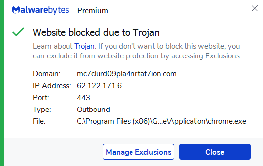 Malwarebytes blocks mc7clurd09pla4nrtat7ion.com