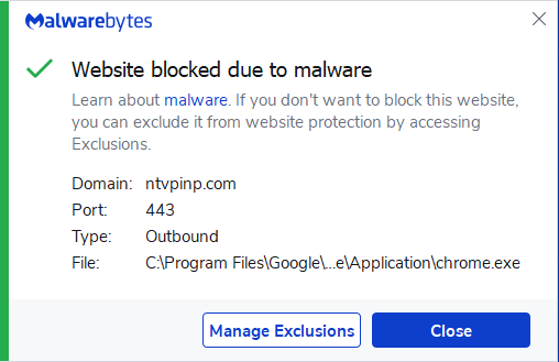 Malwarebytes blocks ntvpinp.com