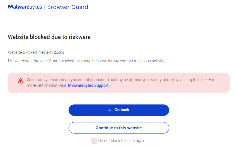 Malwarebytes blocks media-412.com