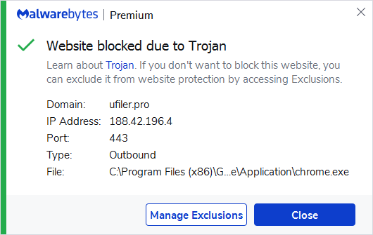 Malwarebytes blocks ufiler.pro