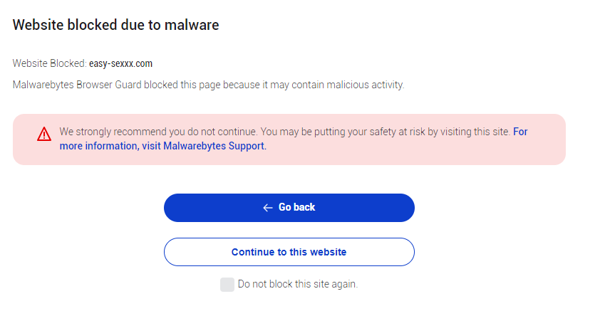 Malwarebytes blocks easy-sexxx.com