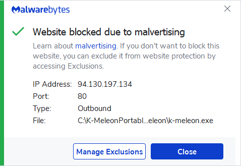 Malwarebytes blocks 94.130.197.134