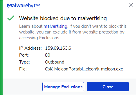 Malwarebytes blocks 159.69.163.6