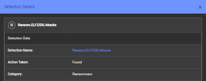 Ransom.ELF.ESXi.Attacks detected