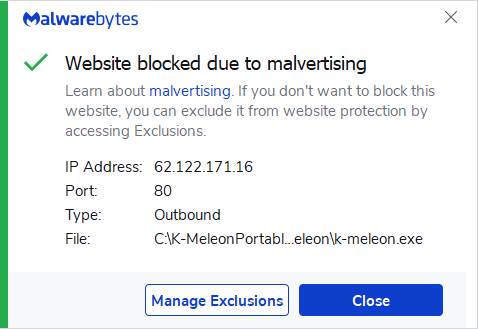 Malwarebytes blocks 62.122.171.16