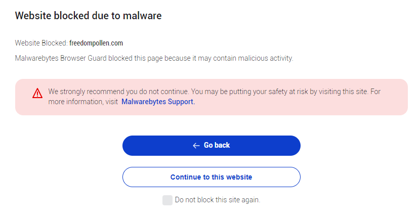 Malwarebytes blocks freedompollen.com