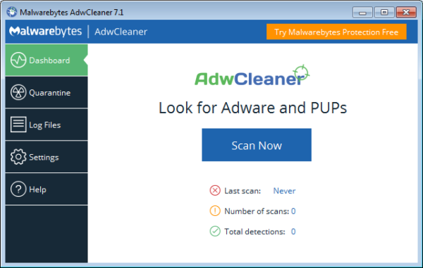 AdwCleaner detected PUP.Optional.Legacy