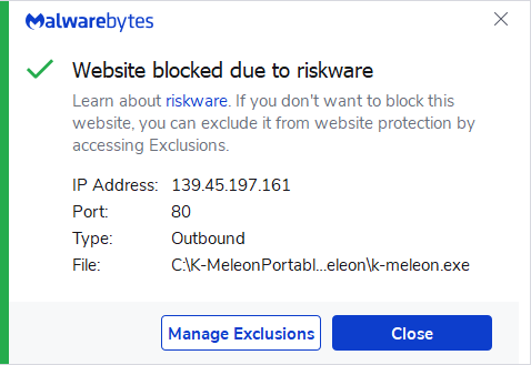 Malwarebytes blocks 139.45.197.161